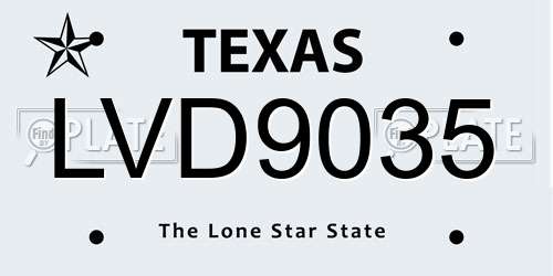 LVD9035 Texas License Plate