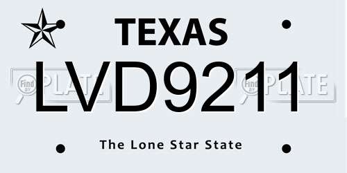 LVD9211 Texas License Plate