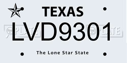 LVD9301 Texas License Plate