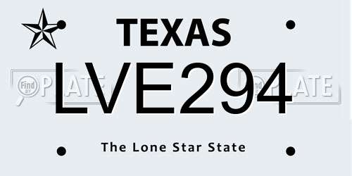 LVE294 Texas License Plate