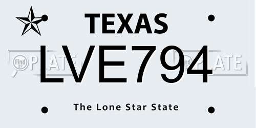 LVE794 Texas License Plate