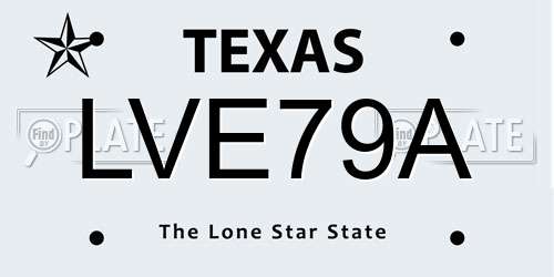 LVE79A Texas License Plate