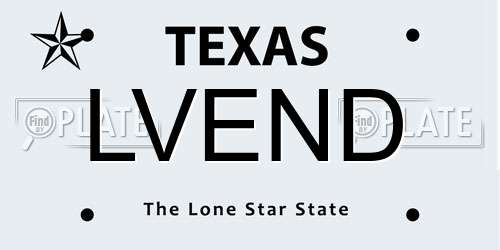 LVEND Texas License Plate
