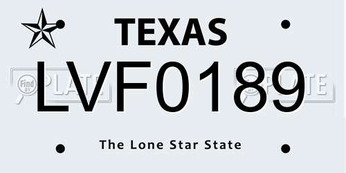 LVF0189 Texas License Plate