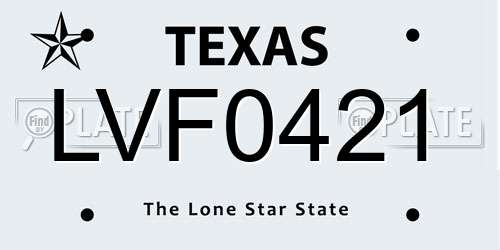 LVF0421 Texas License Plate