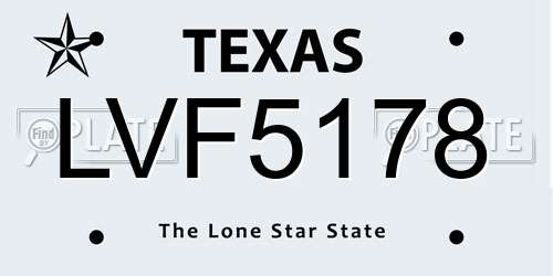 LVF5178 Texas License Plate