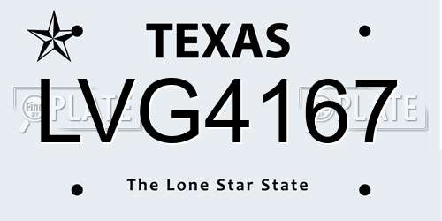 LVG4167 Texas License Plate