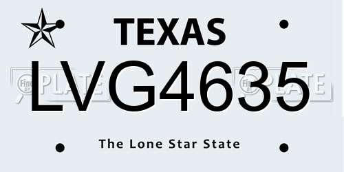 LVG4635 Texas License Plate