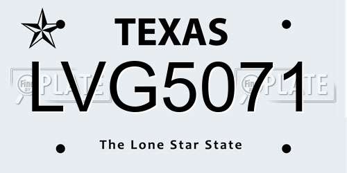 LVG5071 Texas License Plate