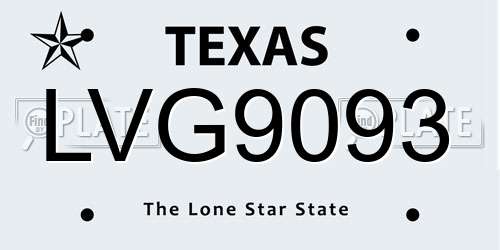 LVG9093 Texas License Plate