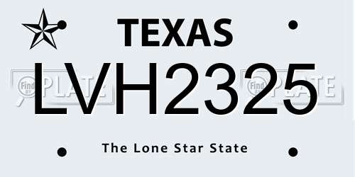 LVH2325 Texas License Plate