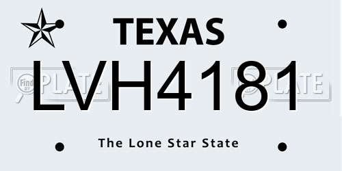 LVH4181 Texas License Plate