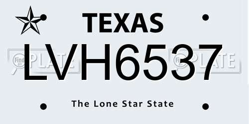 LVH6537 Texas License Plate