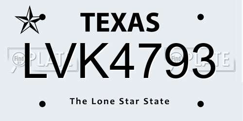 LVK4793 Texas License Plate