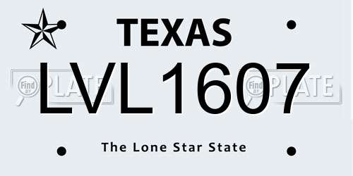 LVL1607 Texas License Plate