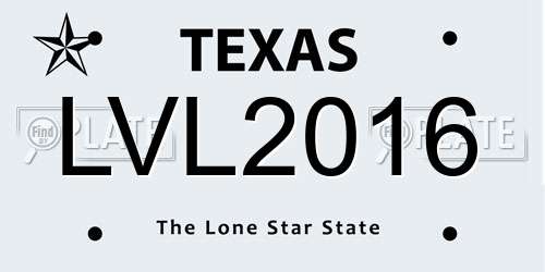 LVL2016 Texas License Plate