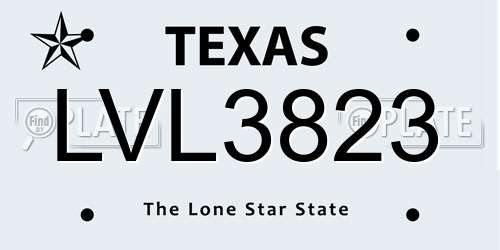LVL3823 Texas License Plate