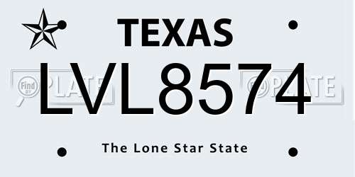 LVL8574 Texas License Plate