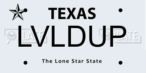 LVLDUP Texas License Plate