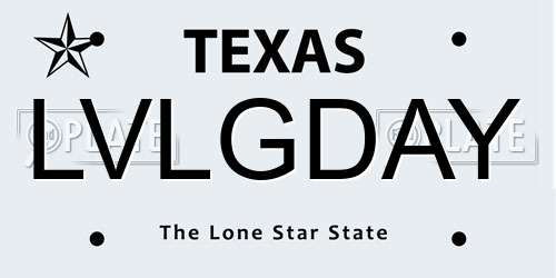 LVLGDAY Texas License Plate
