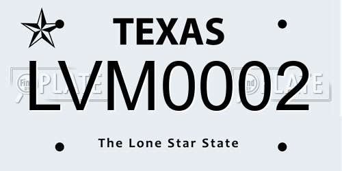 LVM0002 Texas License Plate