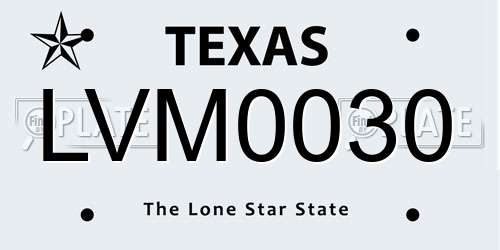 LVM0030 Texas License Plate