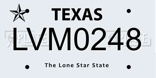 LVM0248 Texas License Plate