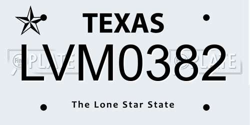 LVM0382 Texas License Plate
