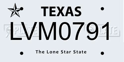 LVM0791 Texas License Plate