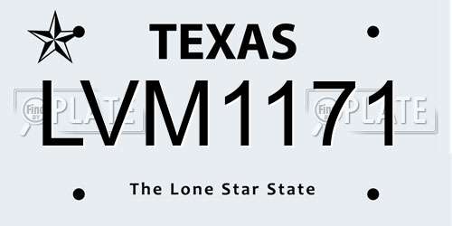 LVM1171 Texas License Plate