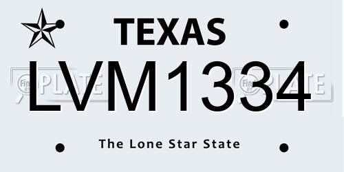 LVM1334 Texas License Plate