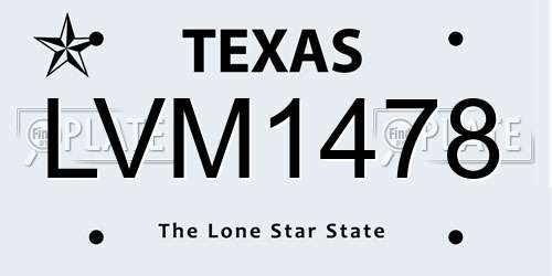 LVM1478 Texas License Plate