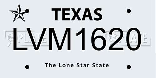 LVM1620 Texas License Plate