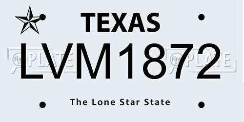 LVM1872 Texas License Plate