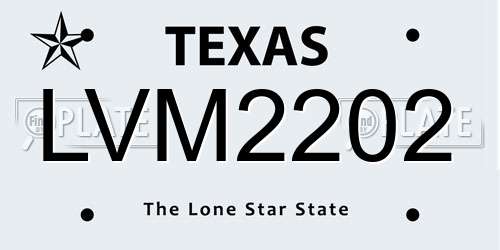 LVM2202 Texas License Plate