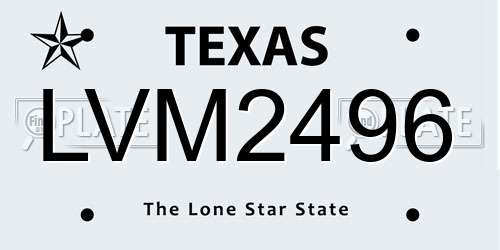 LVM2496 Texas License Plate