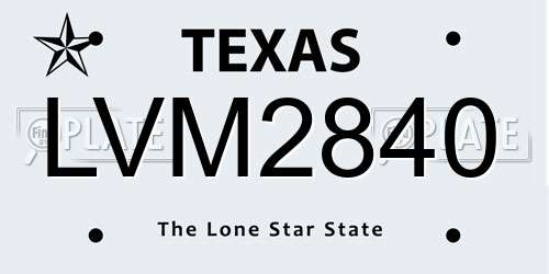 LVM2840 Texas License Plate