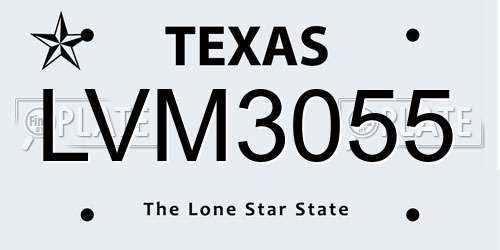 LVM3055 Texas License Plate