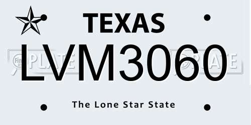 LVM3060 Texas License Plate
