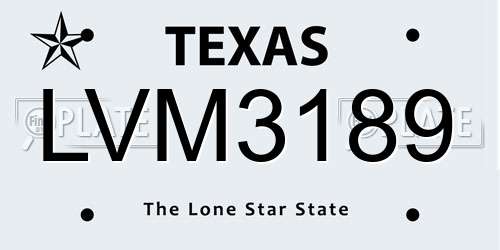 LVM3189 Texas License Plate