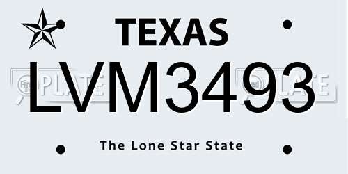 LVM3493 Texas License Plate