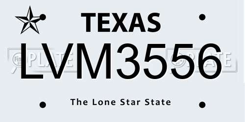 LVM3556 Texas License Plate