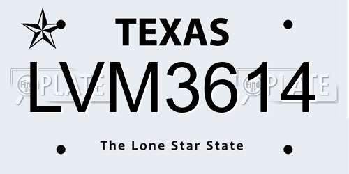 LVM3614 Texas License Plate