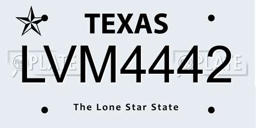 LVM4442 Texas License Plate