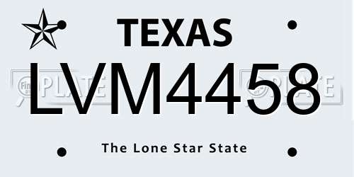 LVM4458 Texas License Plate