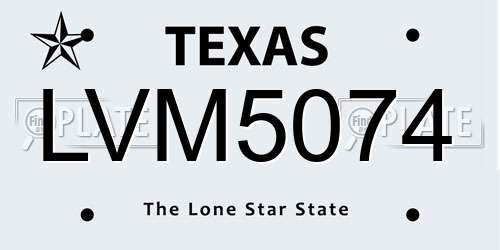 LVM5074 Texas License Plate