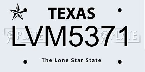 LVM5371 Texas License Plate