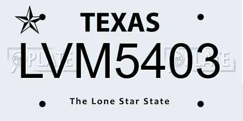 LVM5403 Texas License Plate