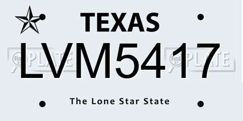 LVM5417 Texas License Plate