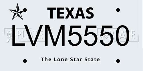 LVM5550 Texas License Plate